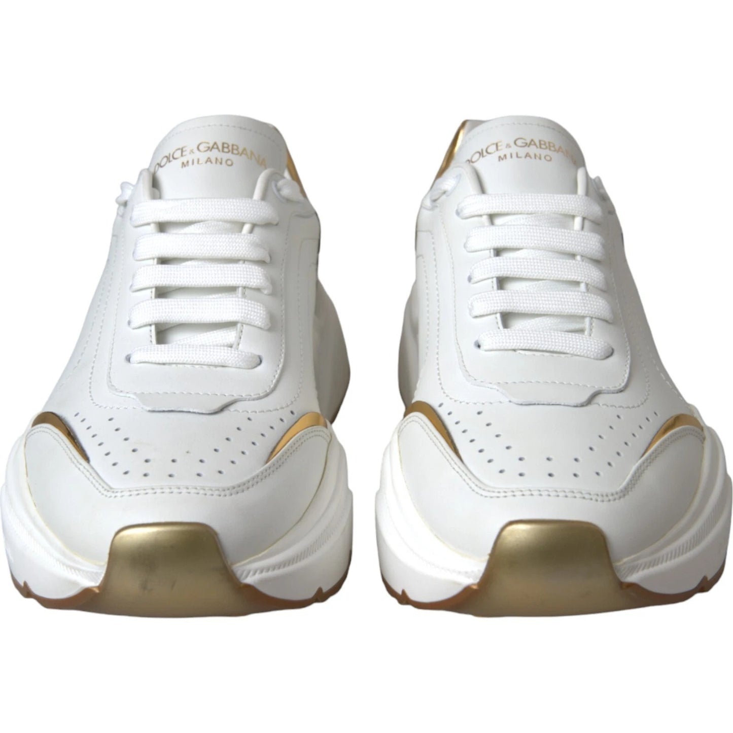 Dolce &amp; Gabbana Weißgold DAYMASTER Leder Sneakers Herrenschuhe