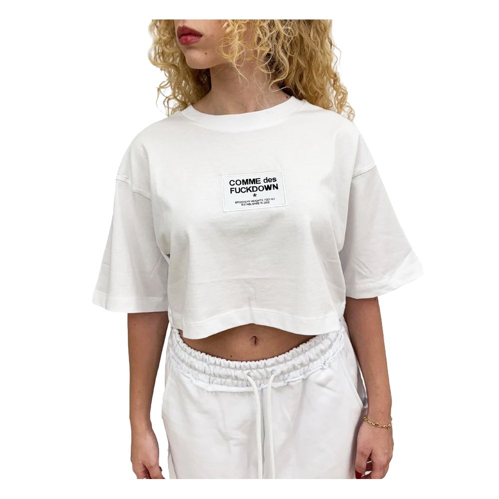 Comme Des Fuckdown Weißes Baumwoll-Damen-T-Shirt