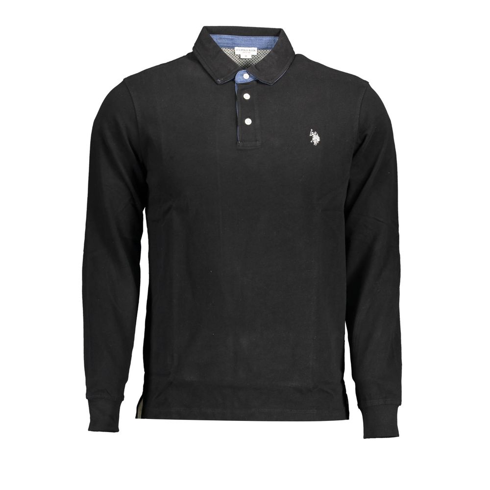 US POLO ASSN. Schwarzes Poloshirt aus Baumwolle