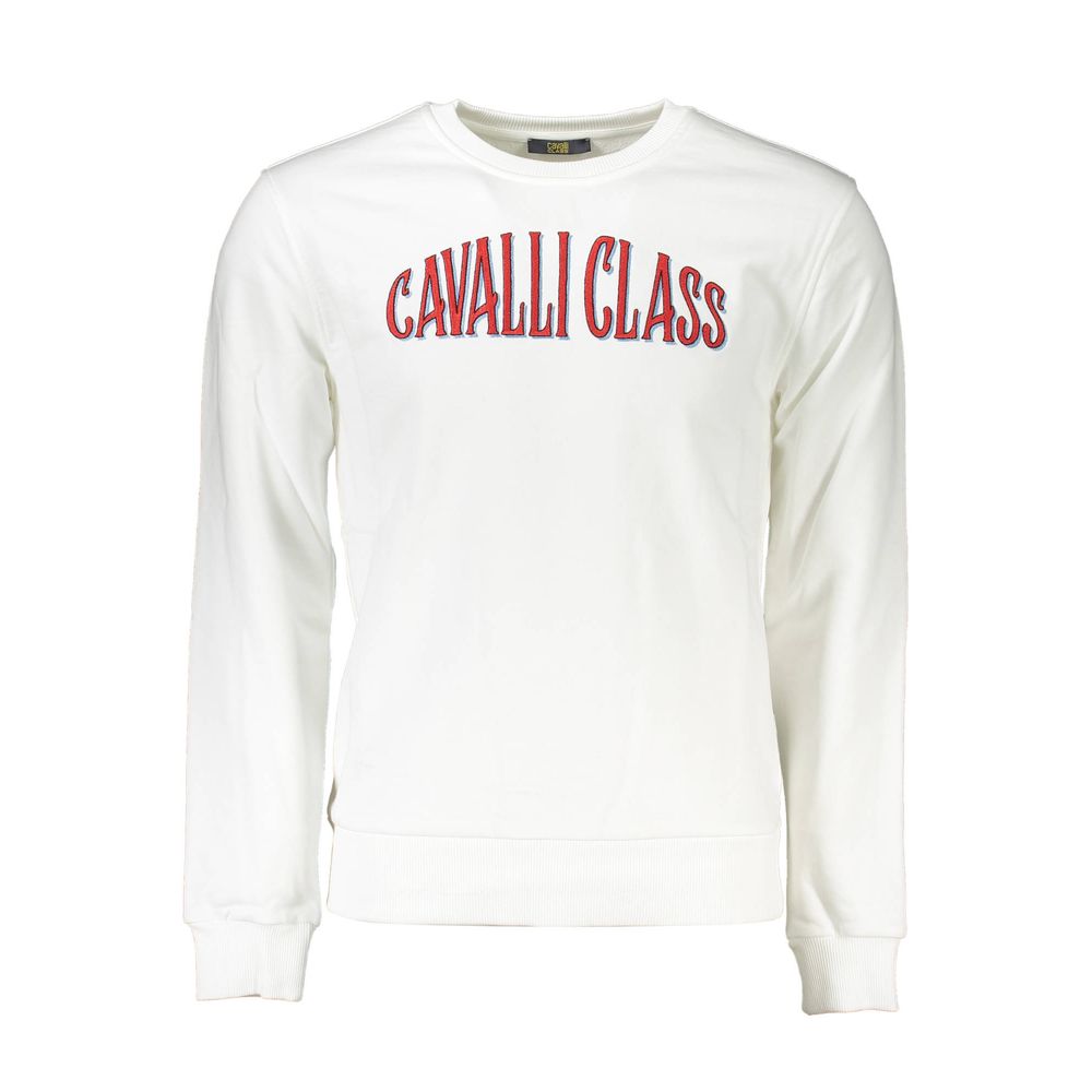 Cavalli Class Weißer Baumwollpullover für Herren