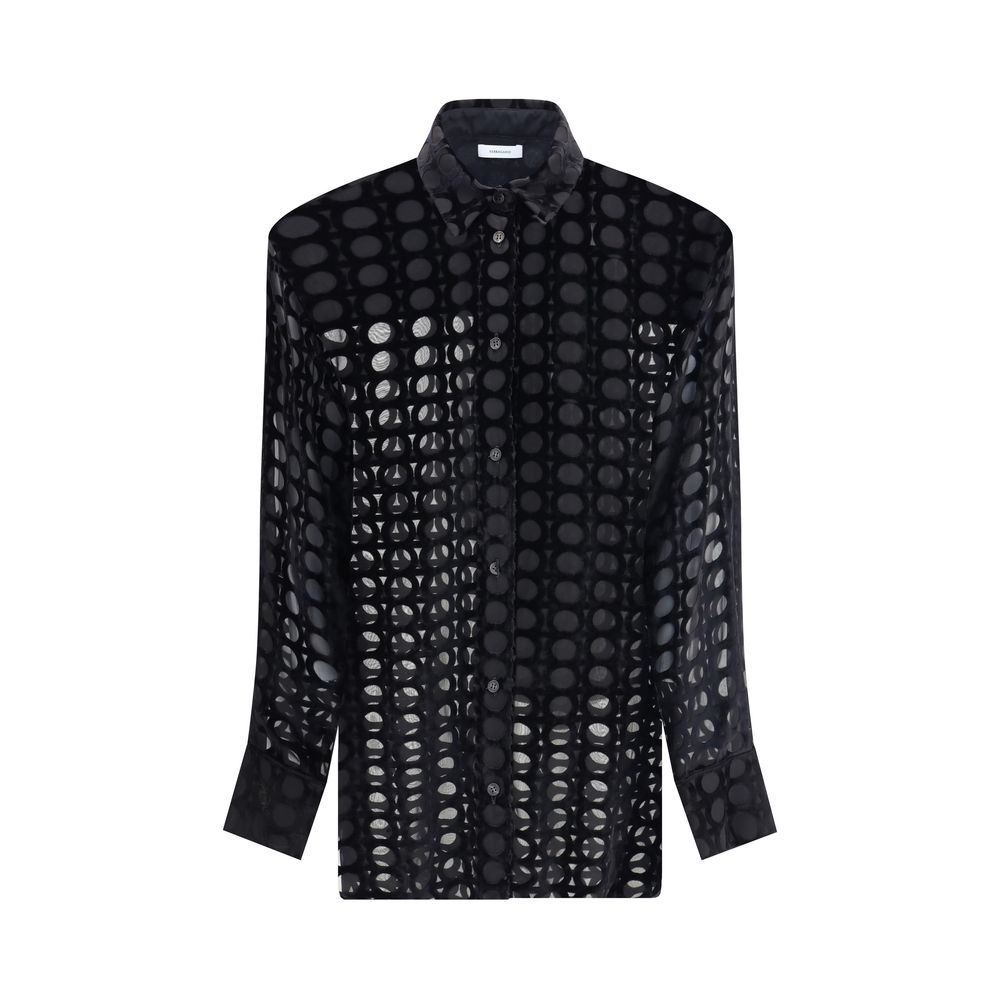 Ferragamo Black Silk Pattern Shirt