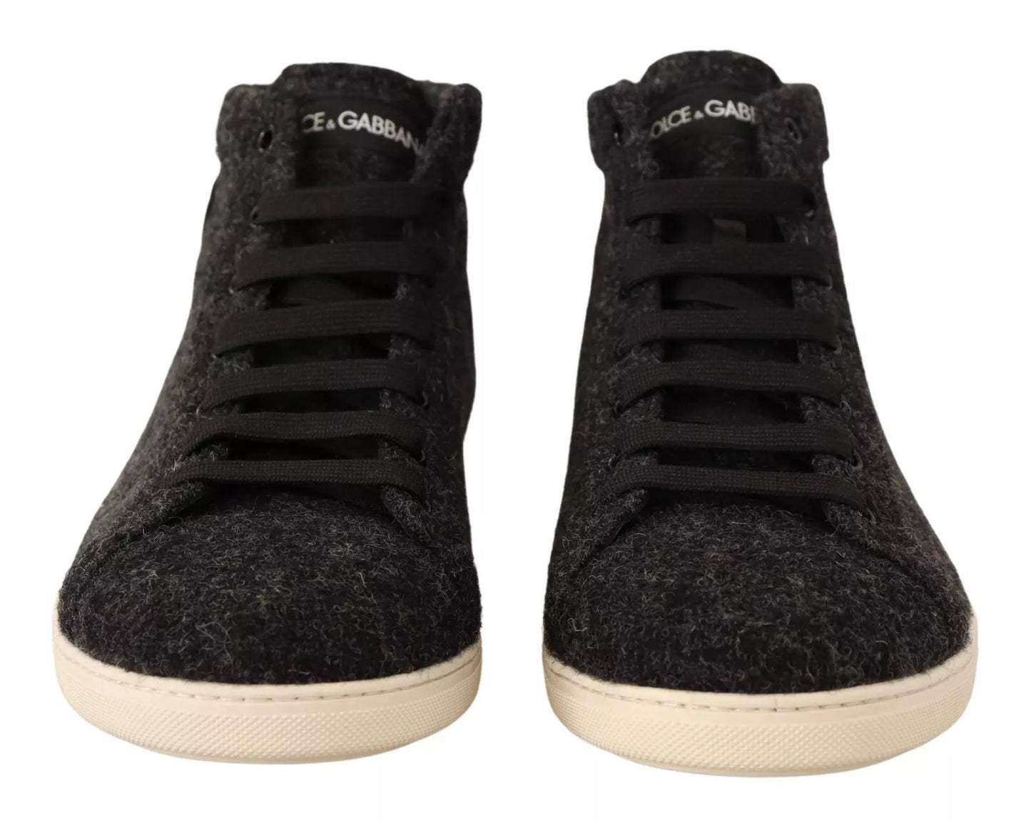 Dolce &amp; Gabbana Graue lässige High-Top-Sneaker aus Wolle und Baumwolle