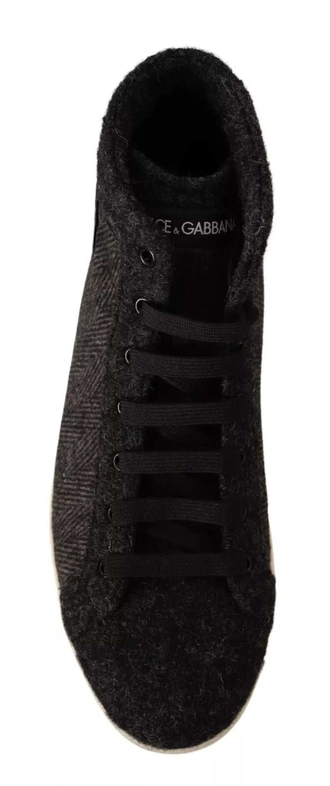 Dolce &amp; Gabbana Graue lässige High-Top-Sneaker aus Wolle und Baumwolle