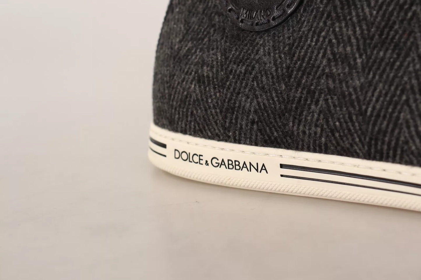 Dolce &amp; Gabbana Graue lässige High-Top-Sneaker aus Wolle und Baumwolle