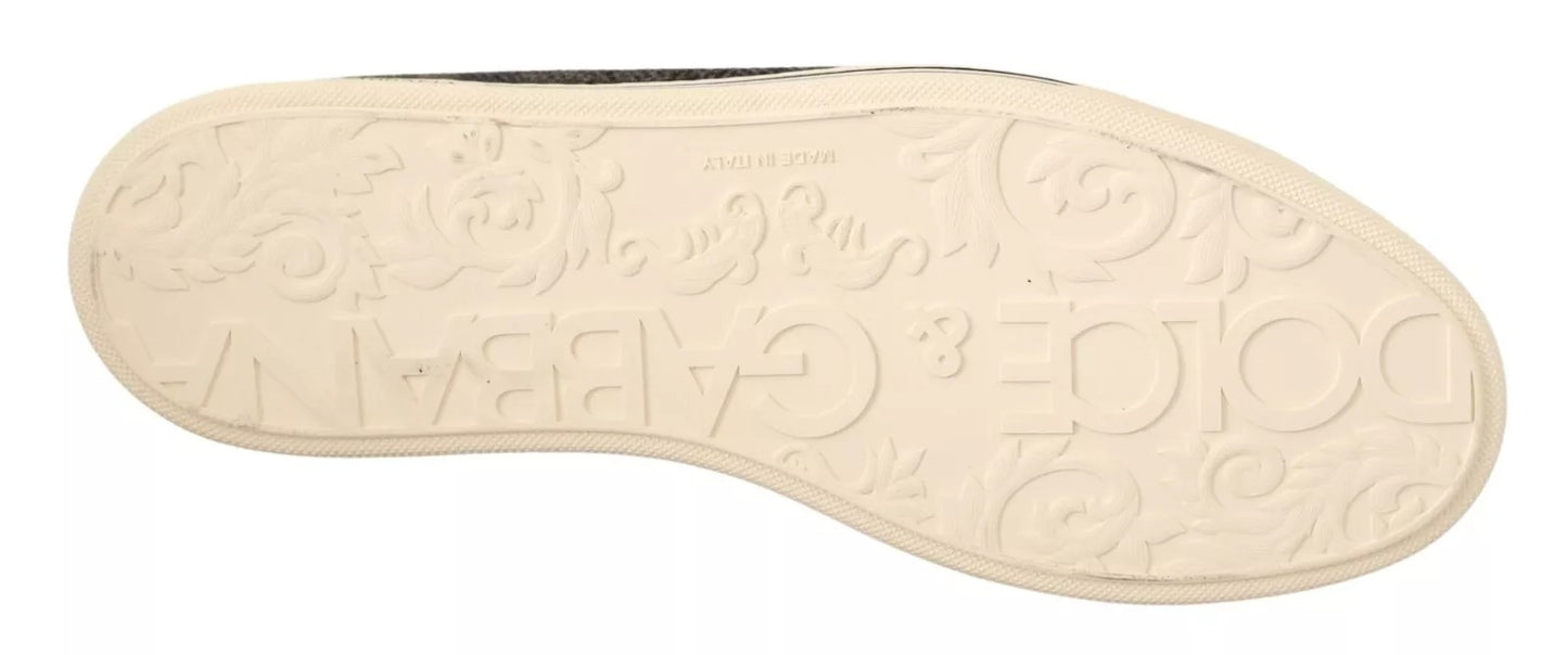Dolce &amp; Gabbana Graue lässige High-Top-Sneaker aus Wolle und Baumwolle