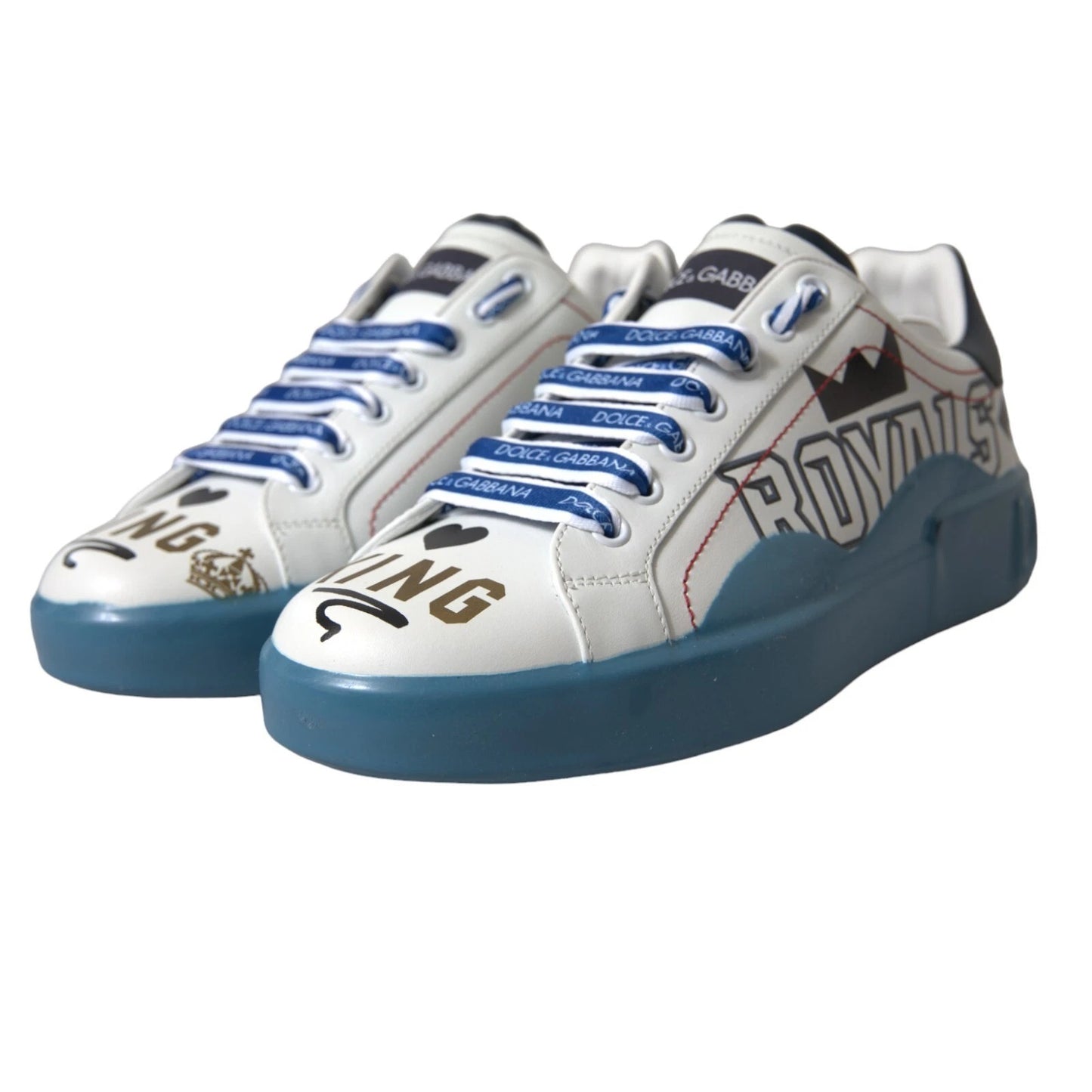 Dolce &amp; Gabbana – Blau-weiß bedruckte Portofino Melt-Sneaker