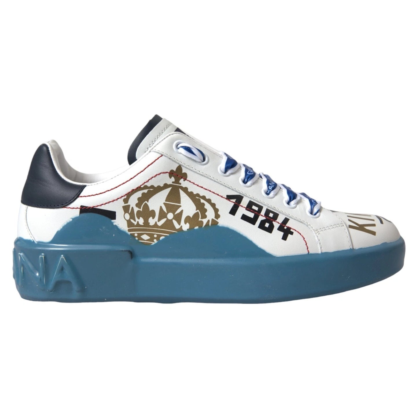 Dolce &amp; Gabbana – Blau-weiß bedruckte Portofino Melt-Sneaker