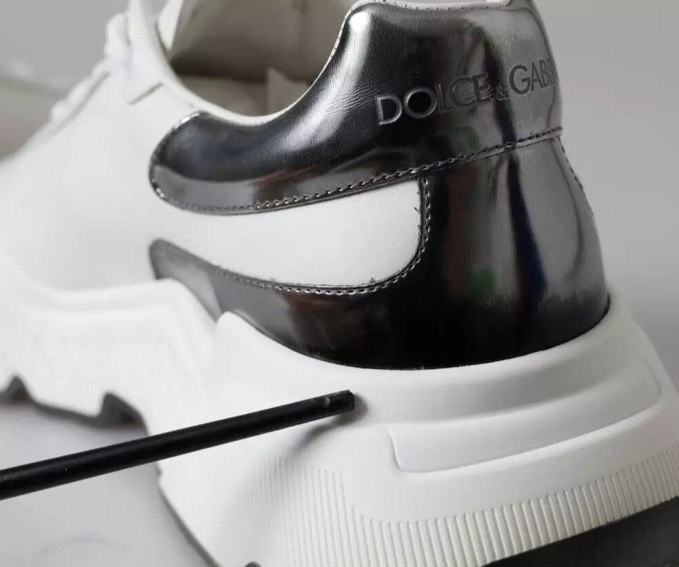 Dolce &amp; Gabbana – Sport-Sneaker „Daymaster“ aus weißem und silbernem Leder