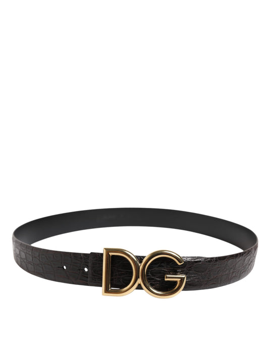Dolce &amp; Gabbana – Schwarzer Gürtel aus exotischem Leder mit DG-Logoschnalle
