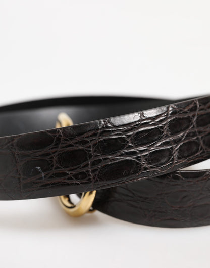 Dolce &amp; Gabbana – Schwarzer Gürtel aus exotischem Leder mit DG-Logoschnalle