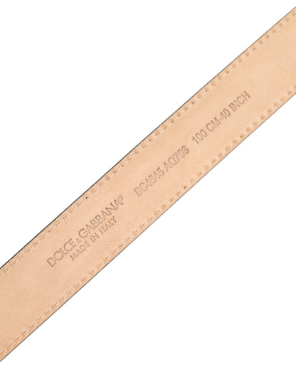 Dolce &amp; Gabbana – Silberfarbener Gürtel aus metallischem Leder mit Logoschnalle