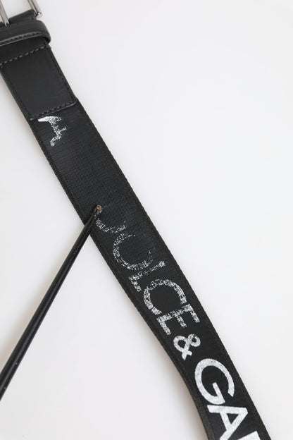 Dolce &amp; Gabbana – Schwarzer Polyester-Ledergürtel mit Metallschnalle