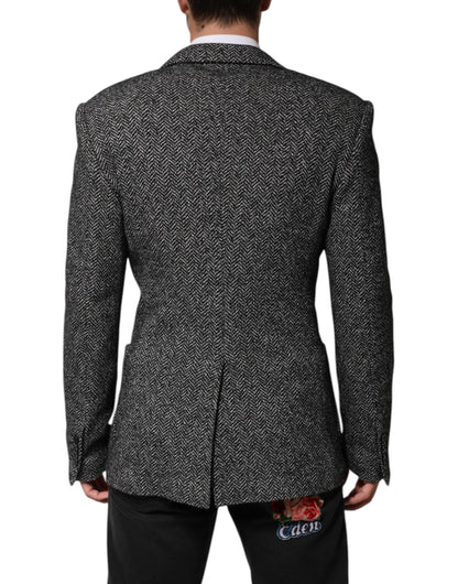 Dolce &amp; Gabbana Schwarz-Weißer Zweireihiger Herrenanzug-Blazer