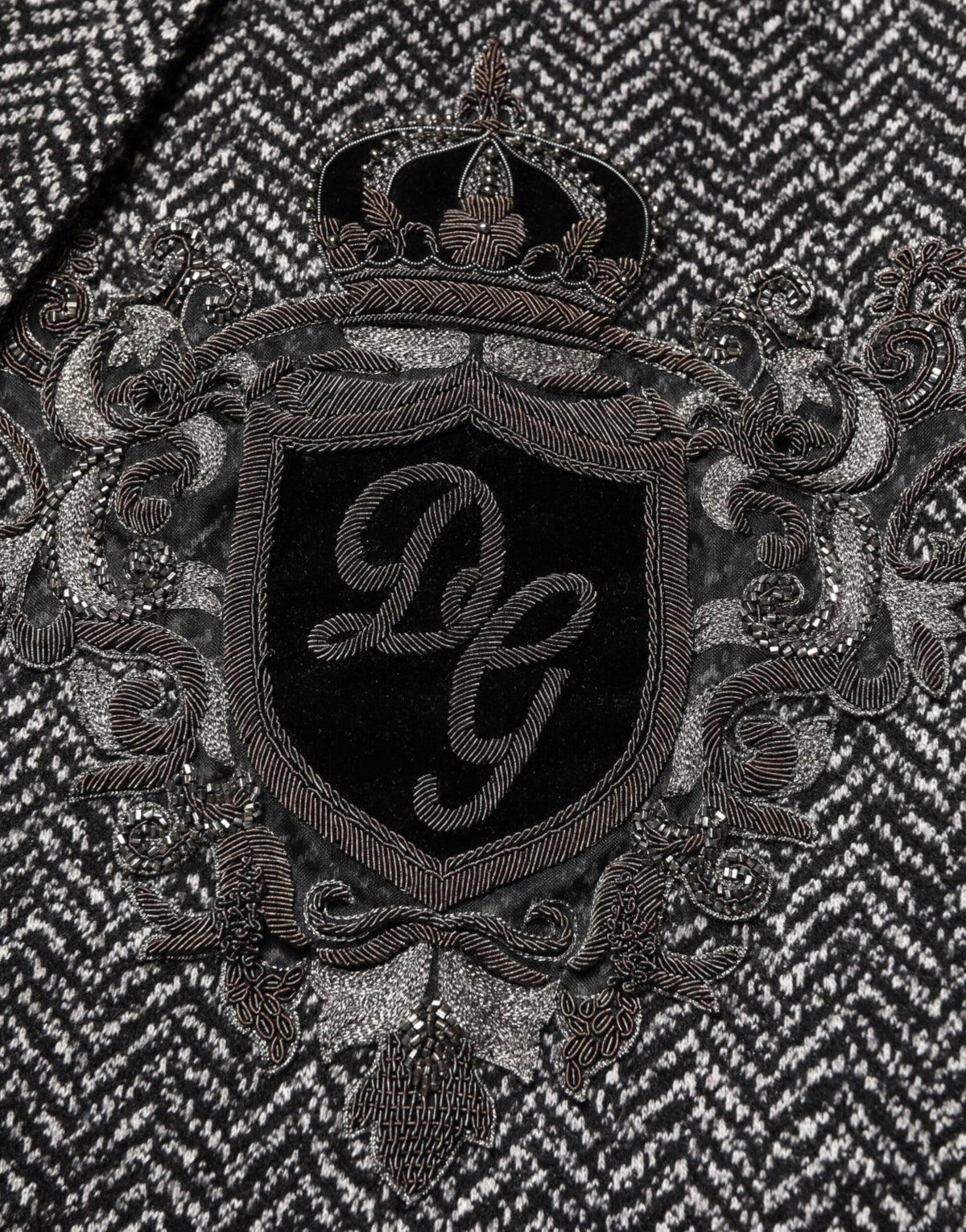 Dolce & Gabbana Dunkelgrau Weiß Zweireihiger Herrenanzug Blazer