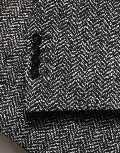 Dolce &amp; Gabbana Schwarz-Weißer Zweireihiger Herrenanzug-Blazer