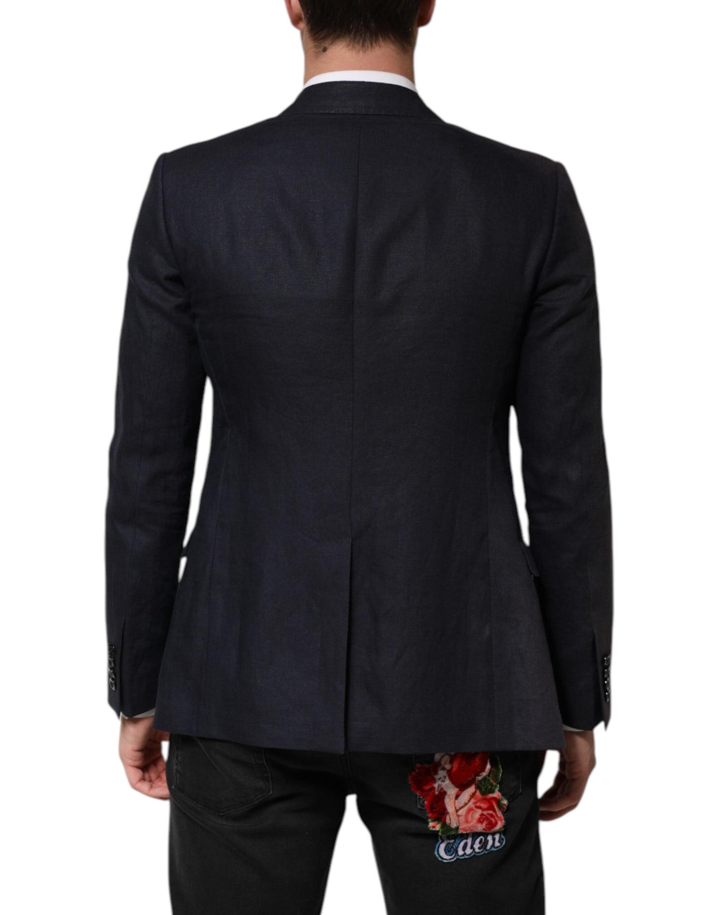 Dolce &amp; Gabbana Dunkelblauer einreihiger Herrenanzug-Blazer
