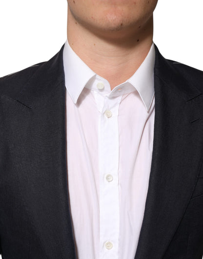 Dolce &amp; Gabbana Dunkelblauer einreihiger Herrenanzug-Blazer