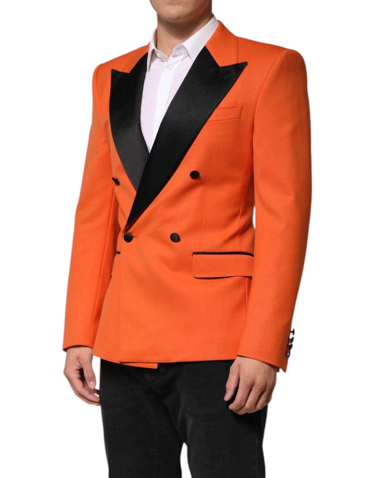 Dolce &amp; Gabbana Orange SICILIA Zweireihiger Mantelblazer