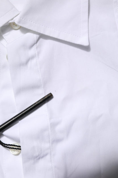 Dolce &amp; Gabbana Weißes formelles Herrenhemd aus Popeline-Baumwolle