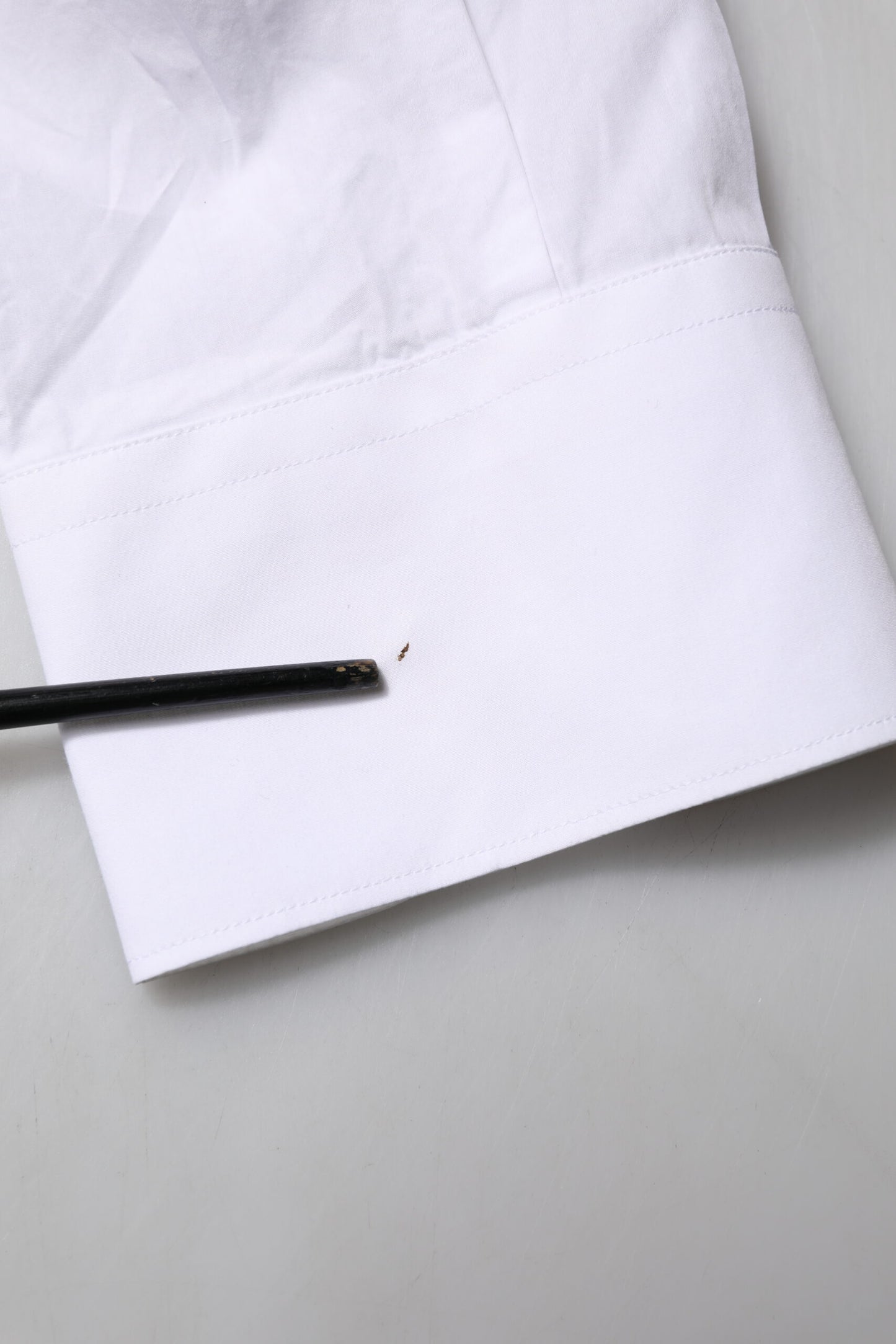 Dolce &amp; Gabbana Weißes Bib Baumwollpopeline GOLD Herren Formelles Hemd