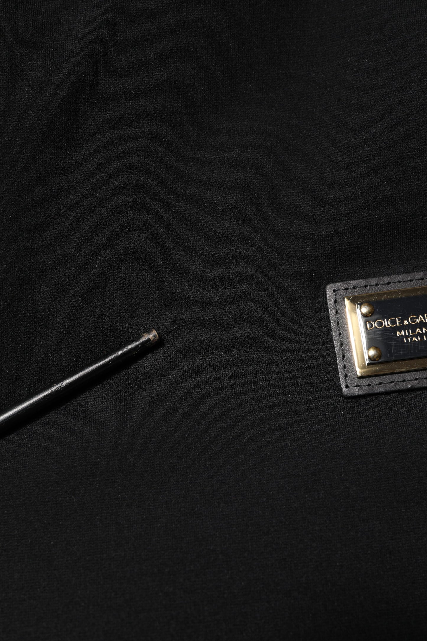 Dolce &amp; Gabbana – Schwarze ärmellose Kapuzenjacke mit Logo-Schild