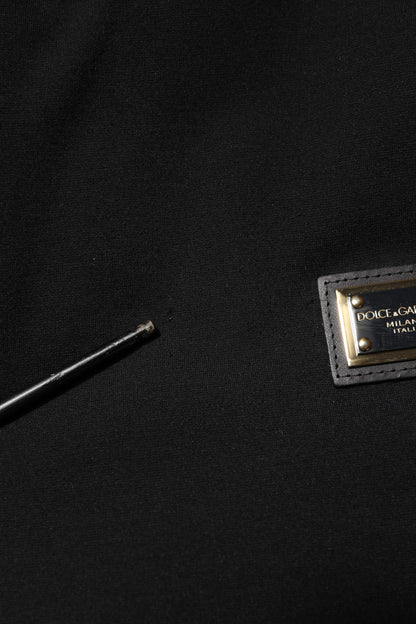 Dolce &amp; Gabbana – Schwarze ärmellose Kapuzenjacke mit Logo-Schild