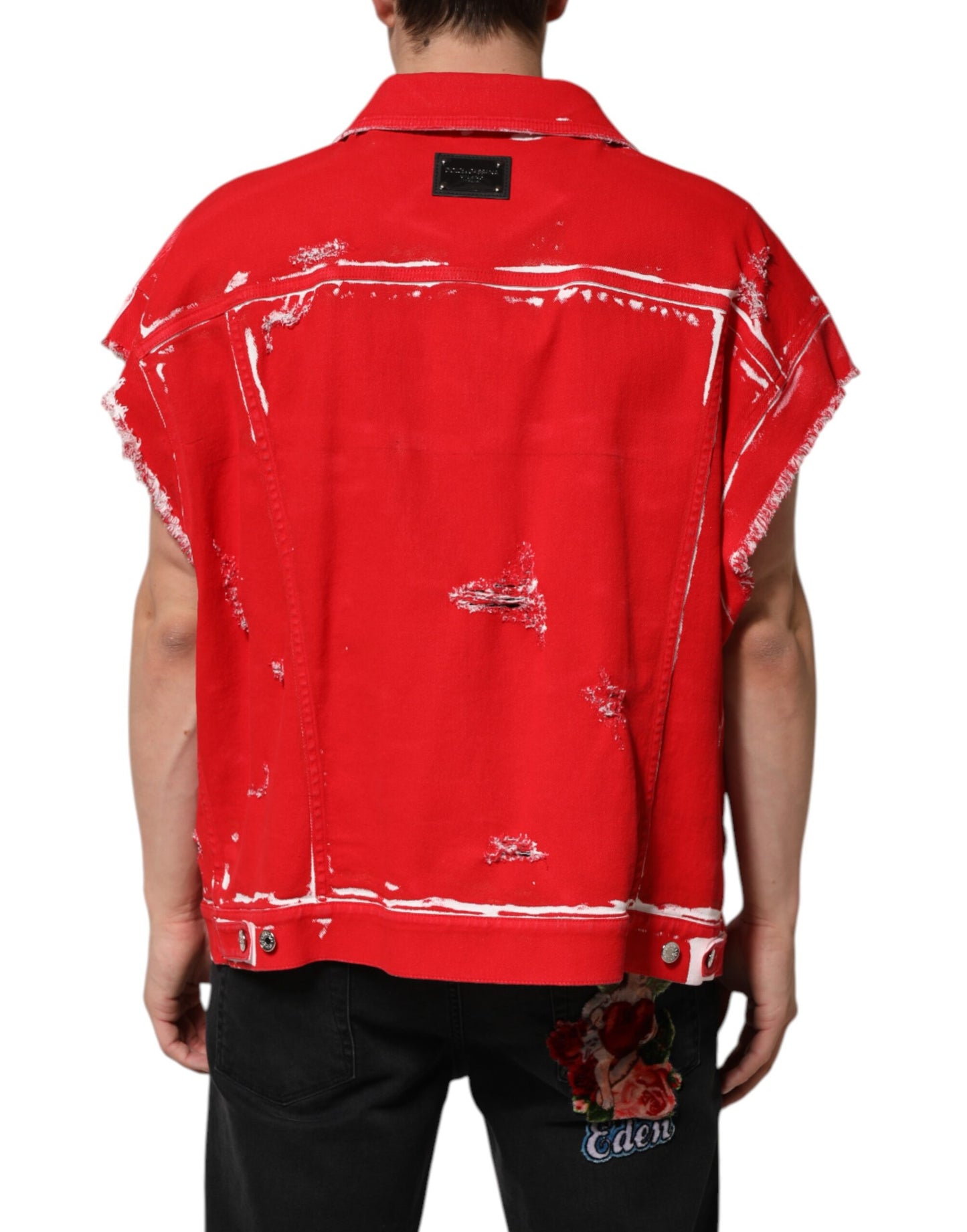 Dolce &amp; Gabbana – Rote, ärmellose Weste mit Logo-Schild