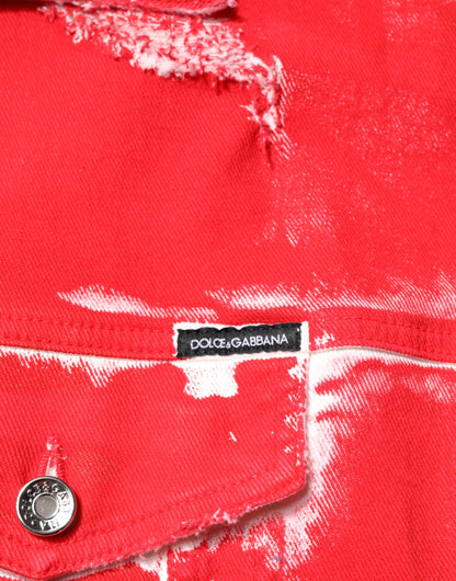 Dolce &amp; Gabbana – Rote, ärmellose Weste mit Logo-Schild