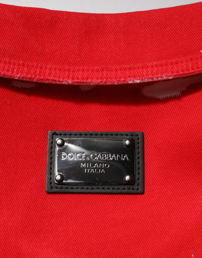 Dolce &amp; Gabbana – Rote, ärmellose Weste mit Logo-Schild