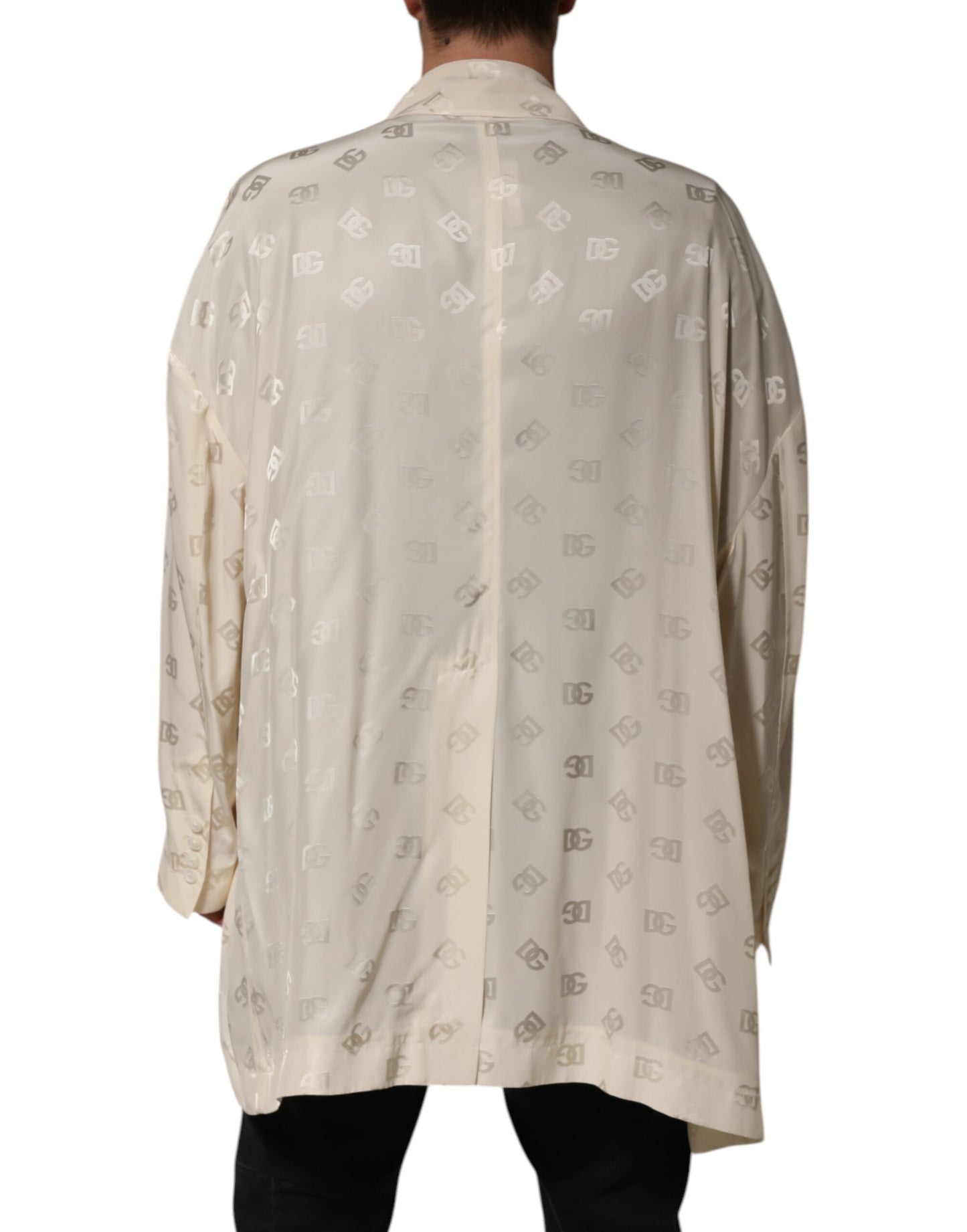 Dolce &amp; Gabbana Beige Polyester-Manteljacke mit Logo-Monogramm