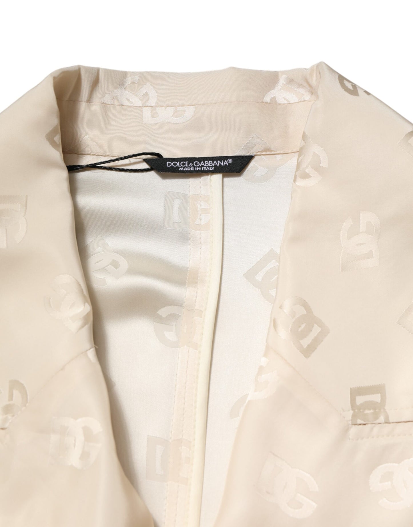 Dolce &amp; Gabbana Beige Polyester-Manteljacke mit Logo-Monogramm