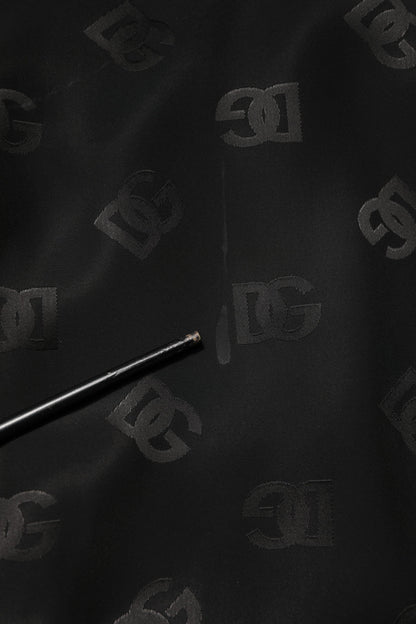 Dolce &amp; Gabbana – Schwarze Polyester-Manteljacke mit Logo-Monogramm