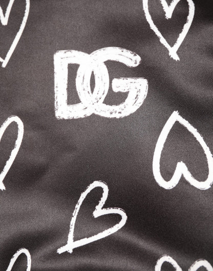 Dolce &amp; Gabbana – Schwarze Bomberjacke aus Polyester mit Herz-Print