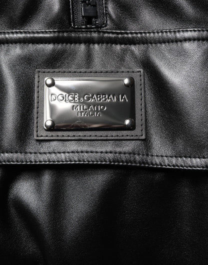 Dolce &amp; Gabbana – Bomberjacke aus schwarzem Polyester mit Logo-Schild
