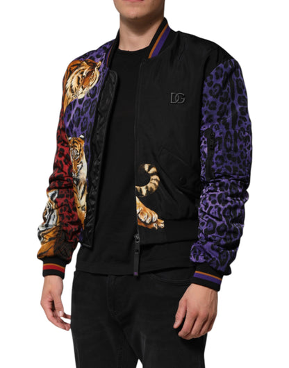 Dolce &amp; Gabbana – Mehrfarbige Bomberjacke mit Tiger-Print für Herren