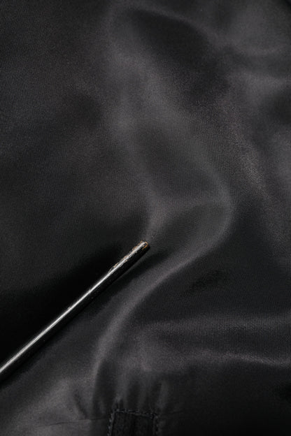 Dolce &amp; Gabbana – Bomberjacke aus schwarzem Polyester mit Logo-Schild