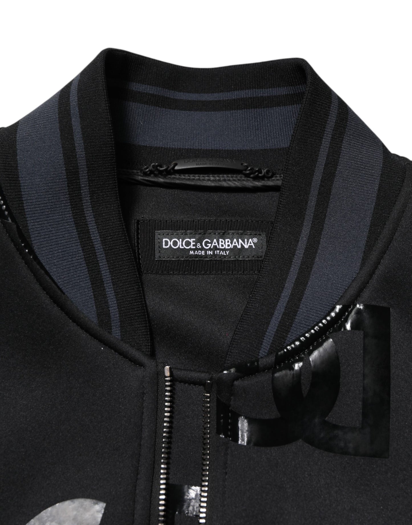 Dolce &amp; Gabbana – Schwarze Bomberjacke aus Wolle mit DG Mania-Logo für Herren