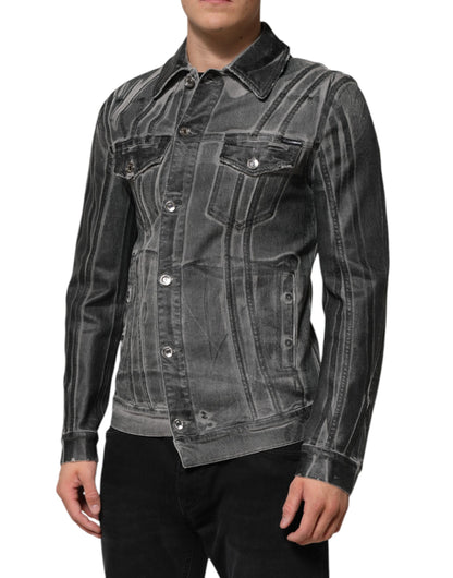 Dolce &amp; Gabbana Graue Jeansjacke aus gewaschener Baumwolle mit Stretch