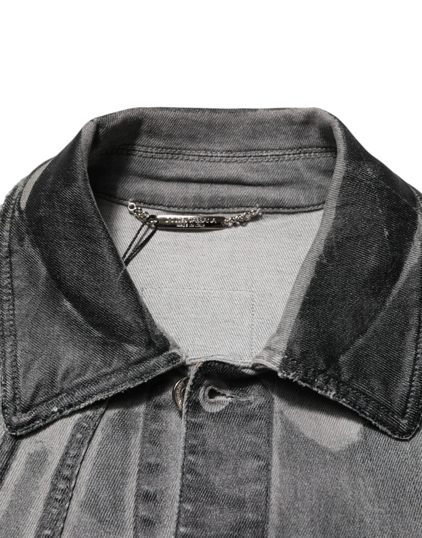 Dolce &amp; Gabbana Graue Jeansjacke aus gewaschener Baumwolle mit Stretch