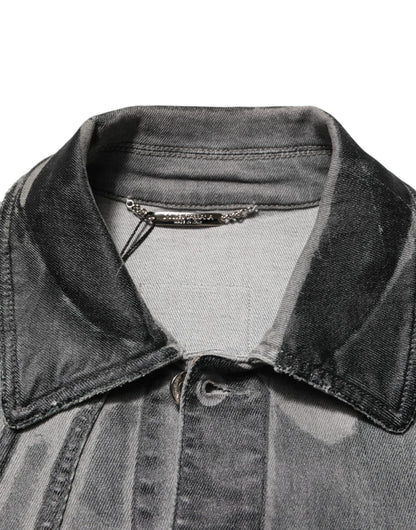 Dolce &amp; Gabbana Graue Jeansjacke aus gewaschener Baumwolle mit Stretch