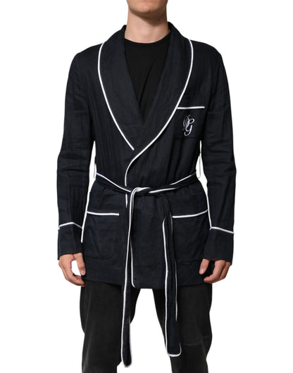 Dolce &amp; Gabbana Dunkelblaue DG-Stickereijacke Robe Blazer