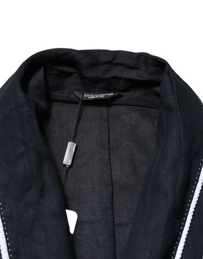 Dolce &amp; Gabbana Dunkelblaue DG-Stickereijacke Robe Blazer
