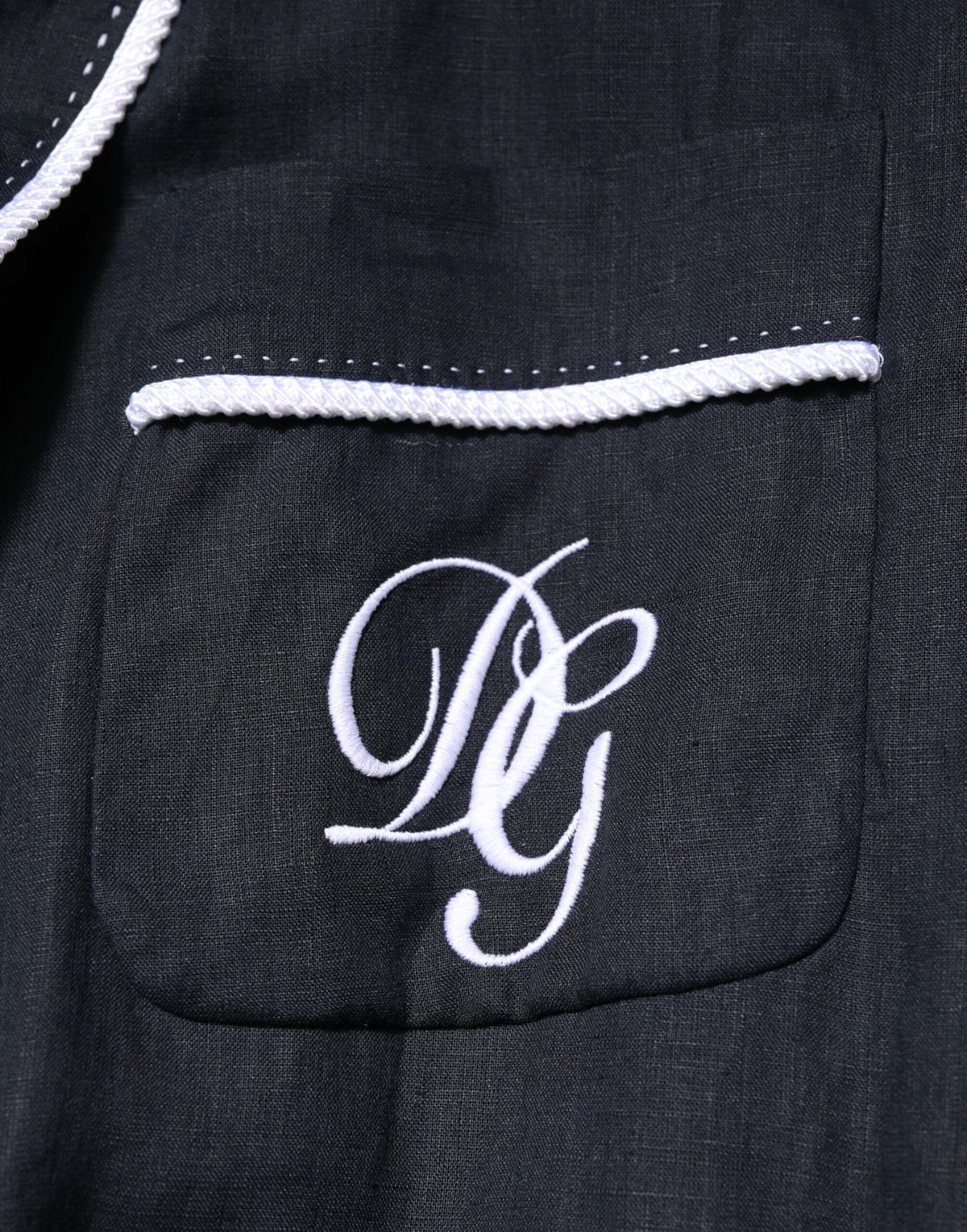 Dolce &amp; Gabbana Dunkelblaue DG-Stickereijacke Robe Blazer
