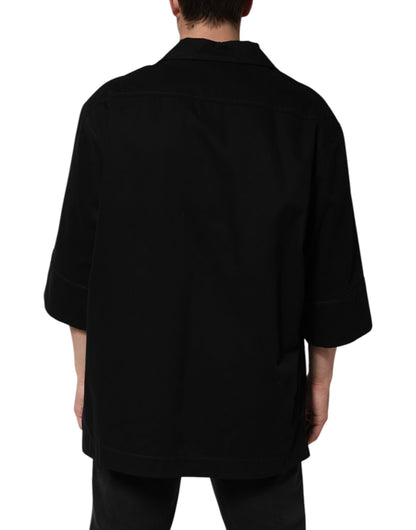 Dolce &amp; Gabbana Schwarzes Kurzarmhemd mit Knopfleiste für Herren