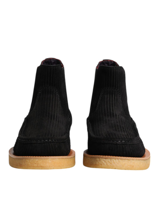 Dolce &amp; Gabbana – Schwarze Slipper-Stiefeletten aus Kalbswildleder