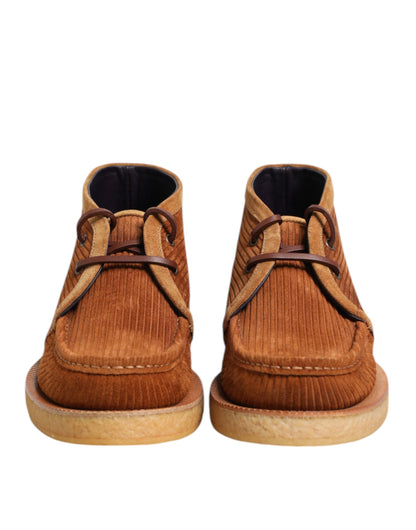 Dolce &amp; Gabbana Braun Wildleder Nubuk Leder Desert Ankle Boots Schuhe