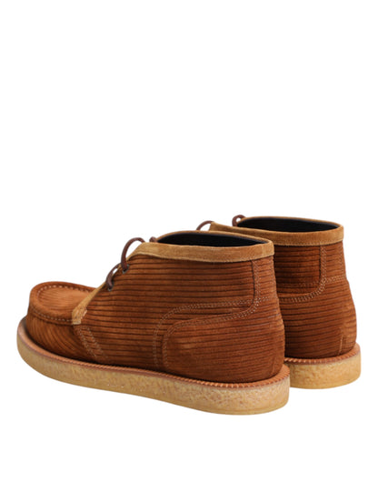 Dolce &amp; Gabbana Braun Wildleder Nubuk Leder Desert Ankle Boots Schuhe