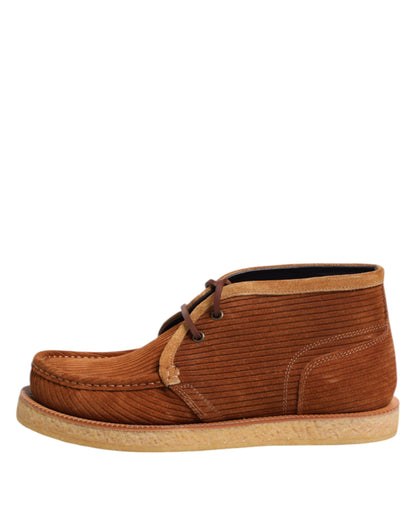 Dolce &amp; Gabbana Braun Wildleder Nubuk Leder Desert Ankle Boots Schuhe