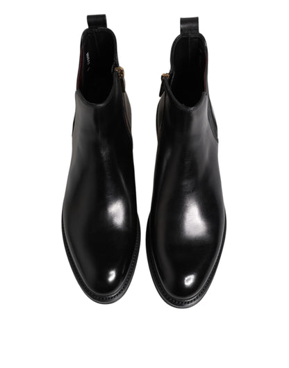 Dolce &amp; Gabbana – Schwarze Chelsea-Stiefel aus Leder mit mittlerer Wade