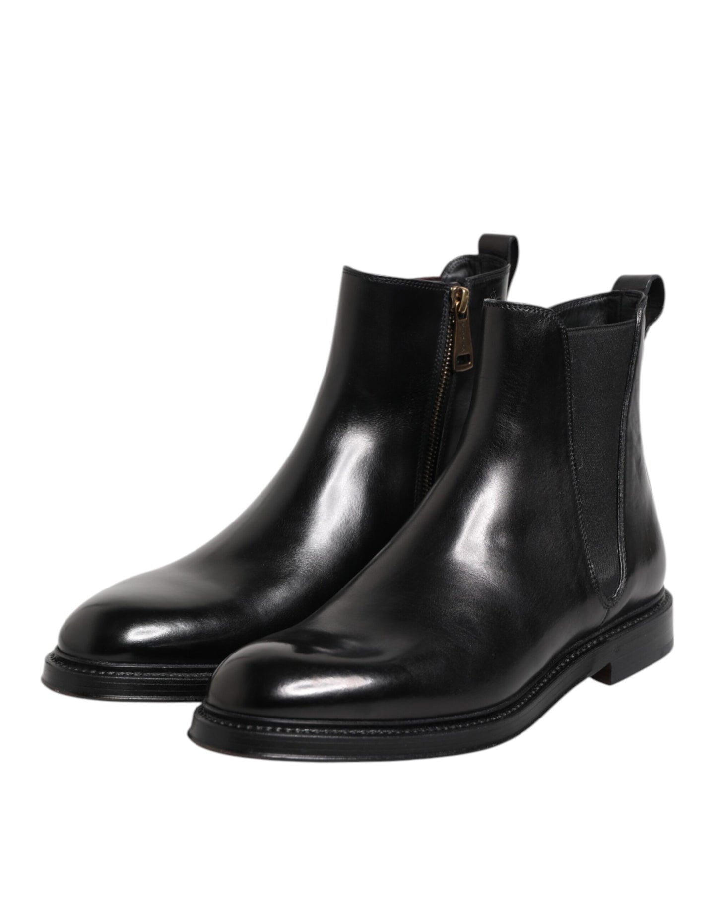 Dolce &amp; Gabbana – Schwarze Chelsea-Stiefel aus Leder mit mittlerer Wade